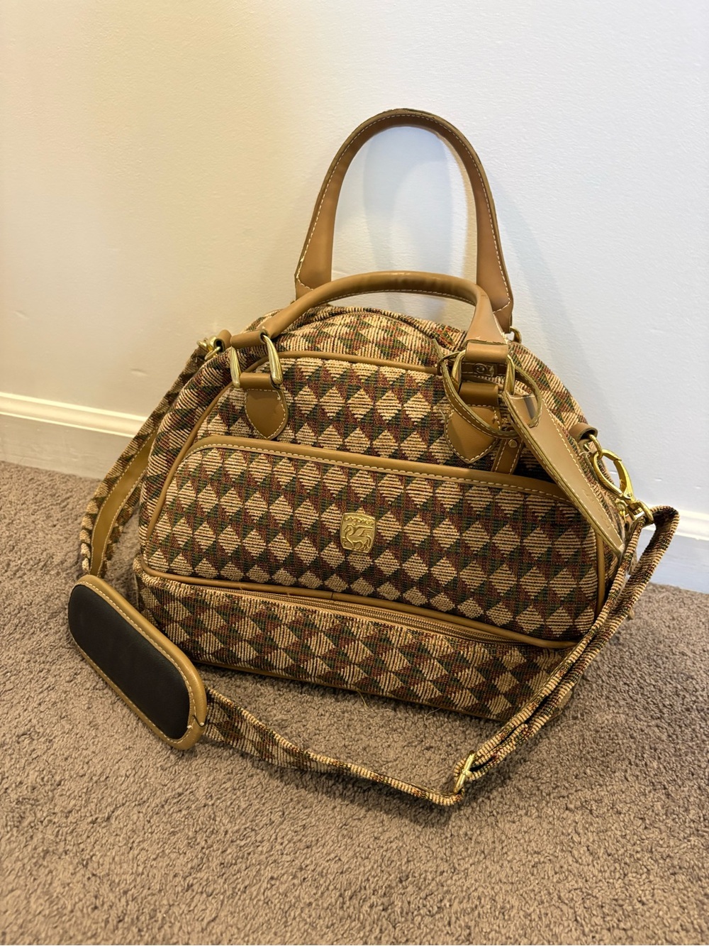 Vintage Pegasus 2-piece Tapestry Train Case and Cosmetic Bag Set